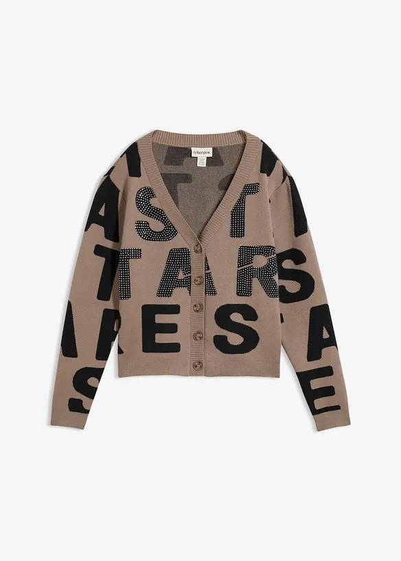 Feinstrickjacke mit Strass-Applikation, bonprix