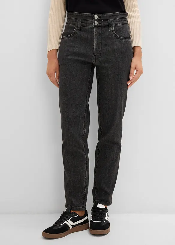 Jean Mom High Waist, taille &eacute;lastiqu&eacute;e, bonprix