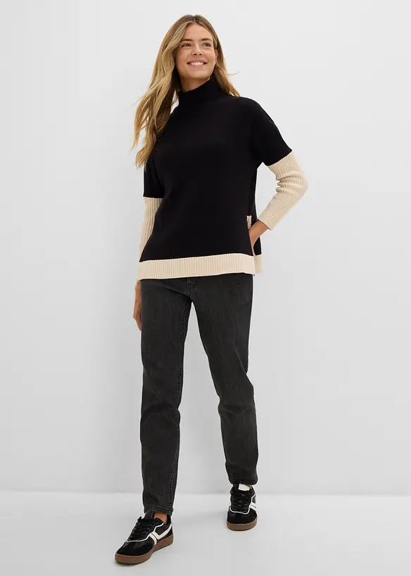 Jean Mom High Waist, taille &eacute;lastiqu&eacute;e, bonprix