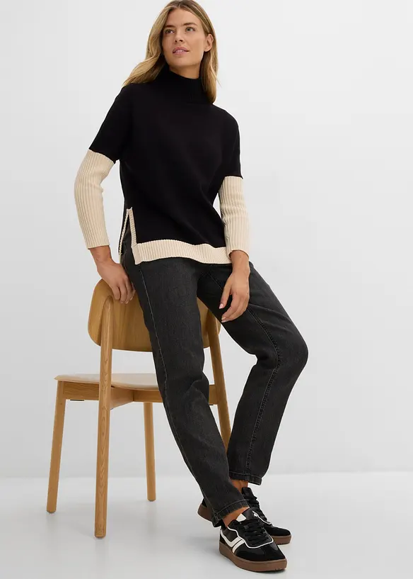 Jean Mom High Waist, taille &eacute;lastiqu&eacute;e, bonprix