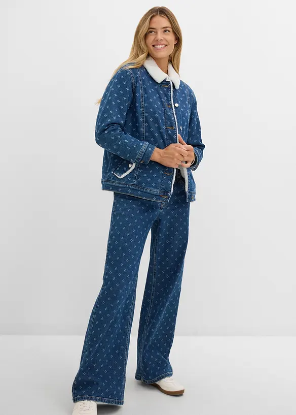 Veste en jean doubl&eacute;e sherpa, bonprix