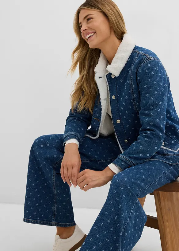 Veste en jean doubl&eacute;e sherpa, bonprix