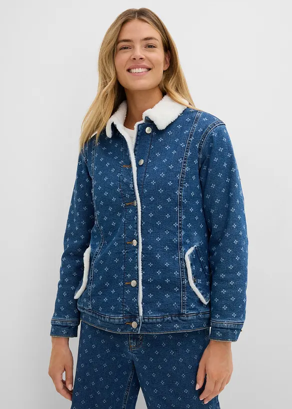 Veste en jean doubl&eacute;e sherpa, bonprix
