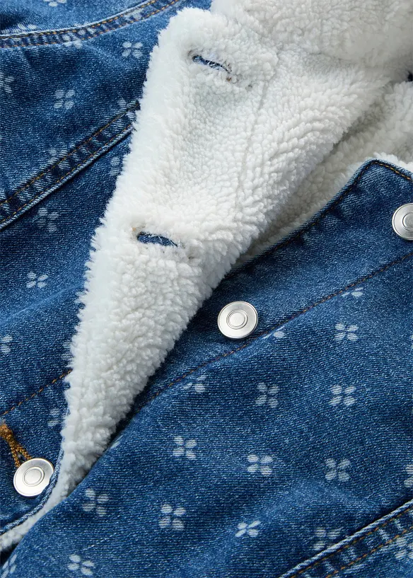 Veste en jean doubl&eacute;e sherpa, bonprix