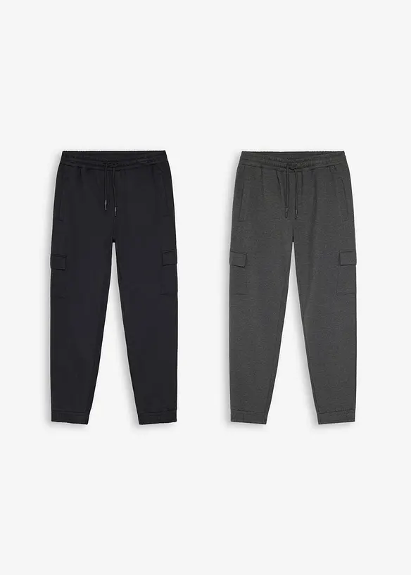 Lot de 2&nbsp;pantalons sweat cargo, bonprix