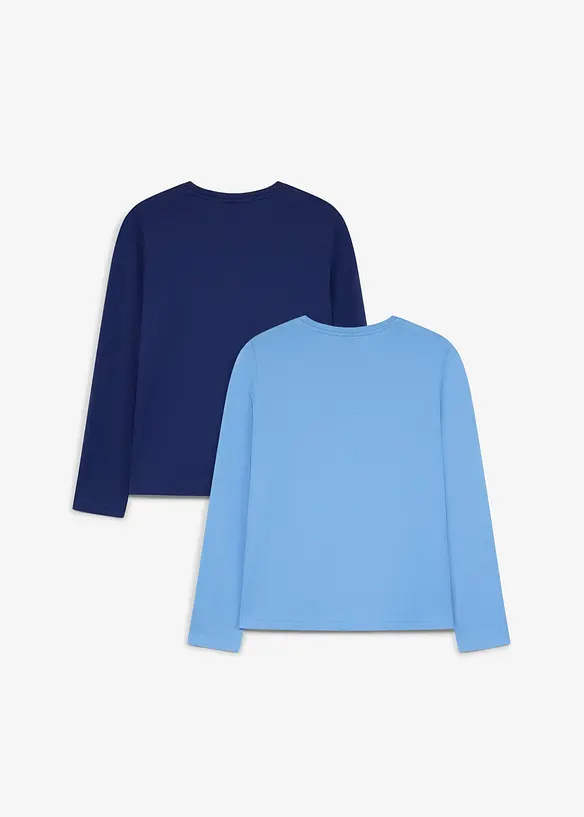 Lot de 2&nbsp;T-shirts manches longues en coton doux, bonprix