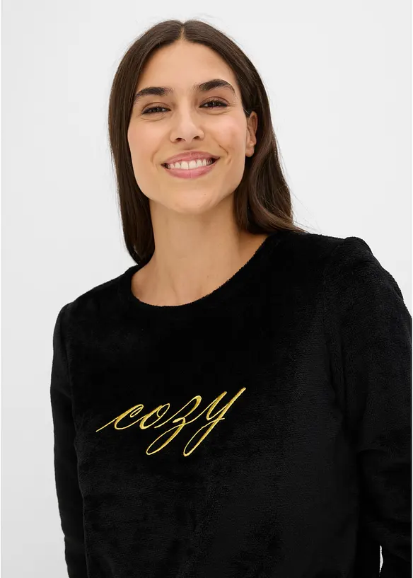 Loungewear Hausanzug aus Kuschelfleece mit Stickerei, bonprix