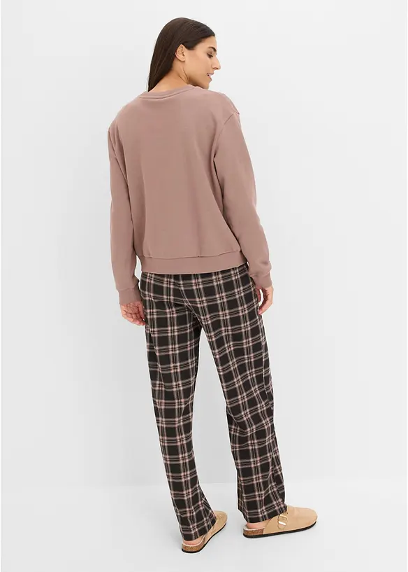 Loungewear Sweat Hausanzug mit Flanellhose, bonprix