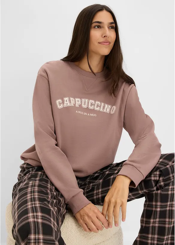 Loungewear Sweat Hausanzug mit Flanellhose, bonprix