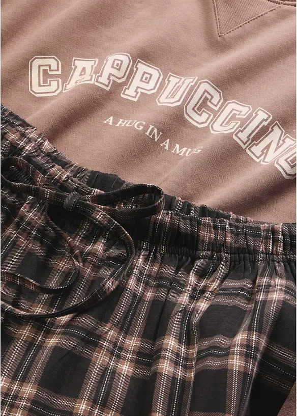Loungewear Sweat Hausanzug mit Flanellhose, bonprix