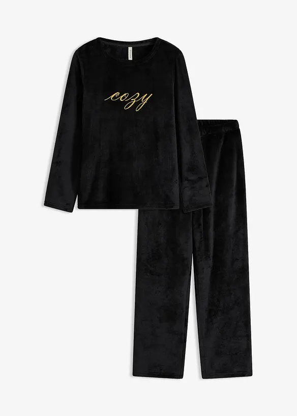 Loungewear Hausanzug aus Kuschelfleece mit Stickerei, bonprix