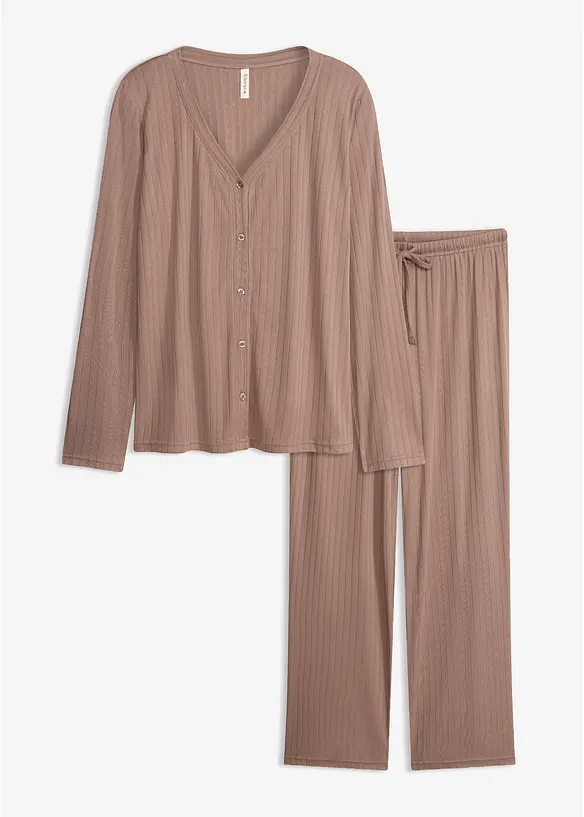 Loungewear Hausanzug aus weichem Pointelle-Jersey, bonprix