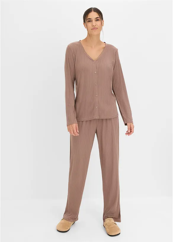 Loungewear Hausanzug aus weichem Pointelle-Jersey, bonprix