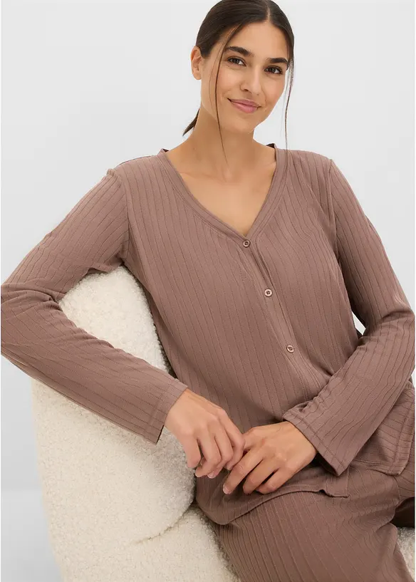 Loungewear Hausanzug aus weichem Pointelle-Jersey, bonprix