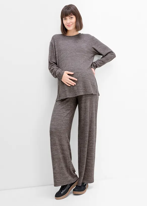 Bequemes Umstandsset in Strick-Optik aus Stillshirt und Hose, bonprix