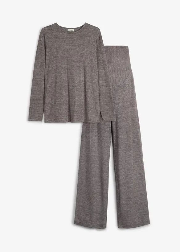 Bequemes Umstandsset in Strick-Optik aus Stillshirt und Hose, bonprix