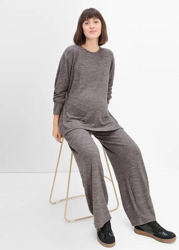 Bequemes Umstandsset in Strick-Optik aus Stillshirt und Hose, bonprix