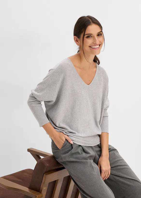 Feinstrickpullover mit Fledermaus&auml;rmeln und Strass-Applikation, bonprix