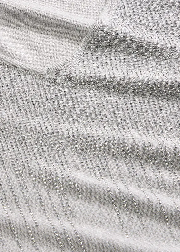 Feinstrickpullover mit Fledermaus&auml;rmeln und Strass-Applikation, bonprix