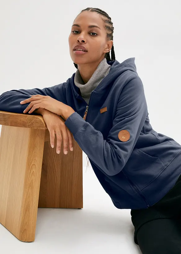 Sweat zipp&eacute; &agrave; capuche, 100% coton, bonprix