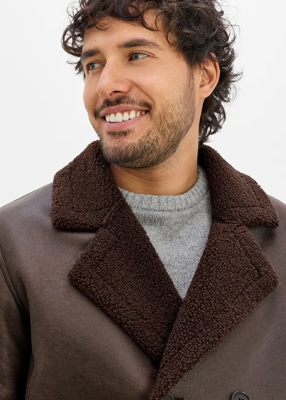 Lederimitat-Jacke mit Teddyfutter, bonprix