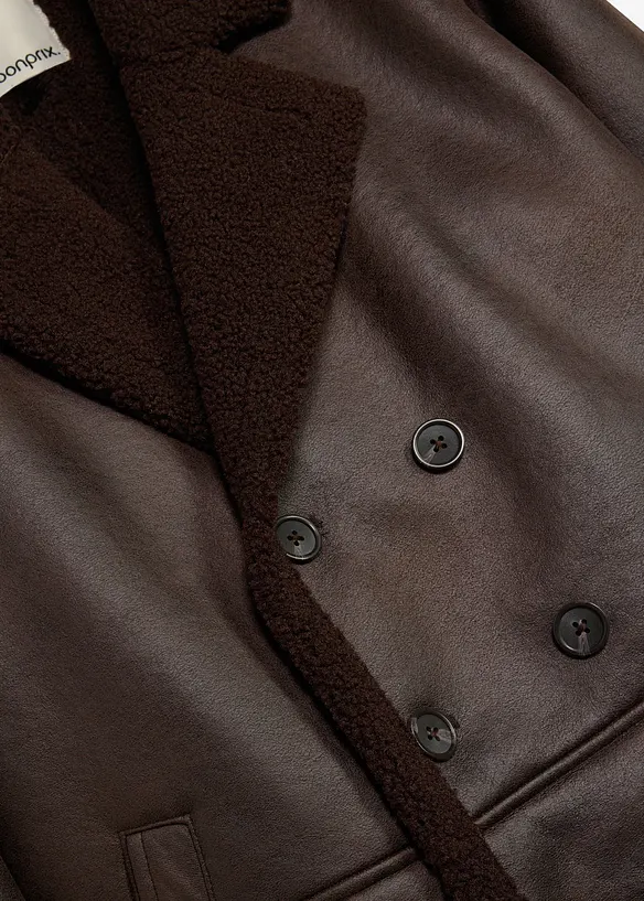Lederimitat-Jacke mit Teddyfutter, bonprix