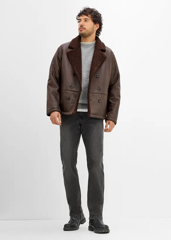 Lederimitat-Jacke mit Teddyfutter, bonprix