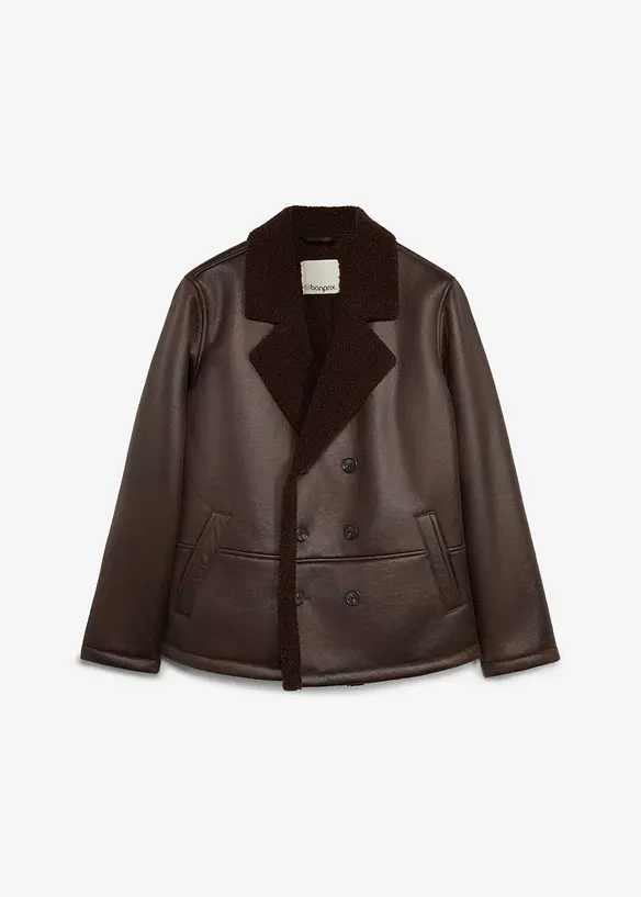 Lederimitat-Jacke mit Teddyfutter, bonprix
