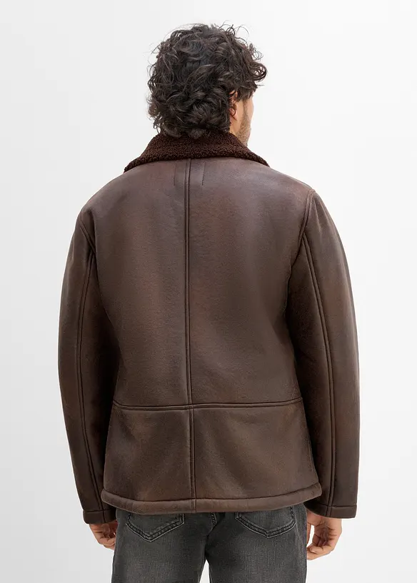 Lederimitat-Jacke mit Teddyfutter, bonprix