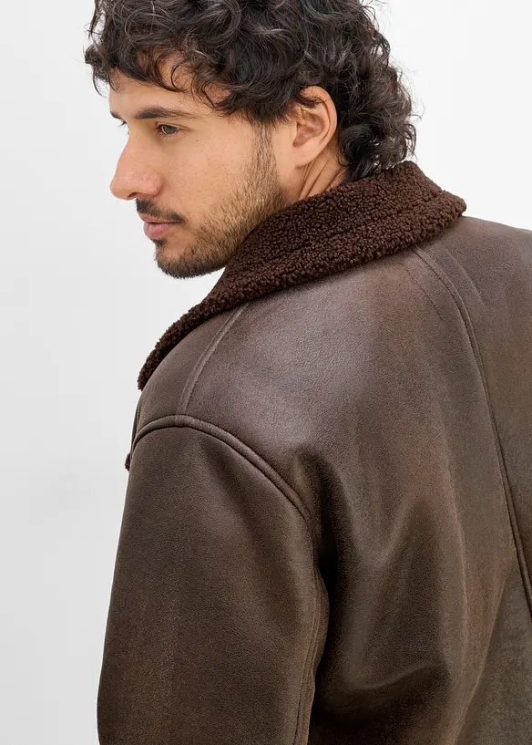 Lederimitat-Jacke mit Teddyfutter, bonprix