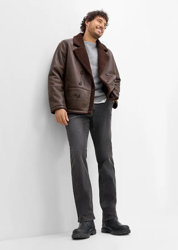Lederimitat-Jacke mit Teddyfutter, bonprix