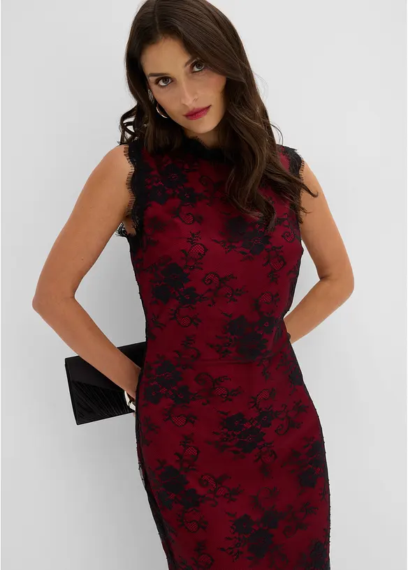 Robe &agrave; dentelle avec doublure en satin brillant, bonprix