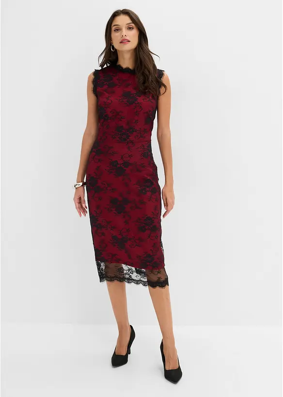 Robe &agrave; dentelle avec doublure en satin brillant, bonprix