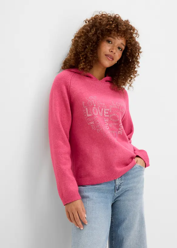 Pull en fine maille avec strass, bonprix