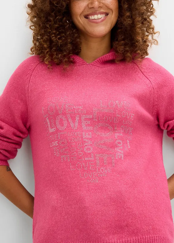 Pull en fine maille avec strass, bonprix