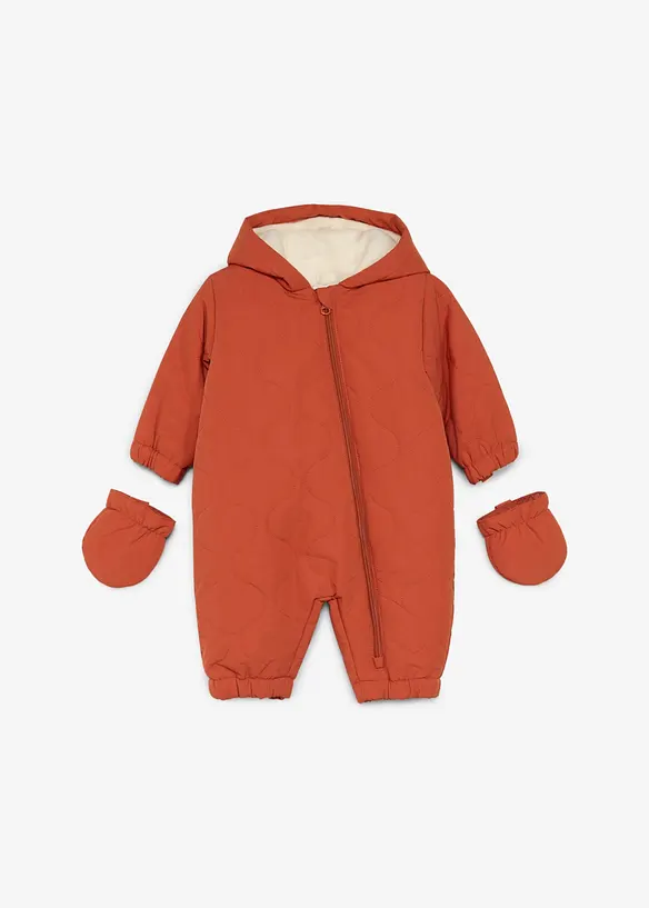 Wattierter Baby Overall mit abkn&ouml;pfbaren Handschuhen, bonprix