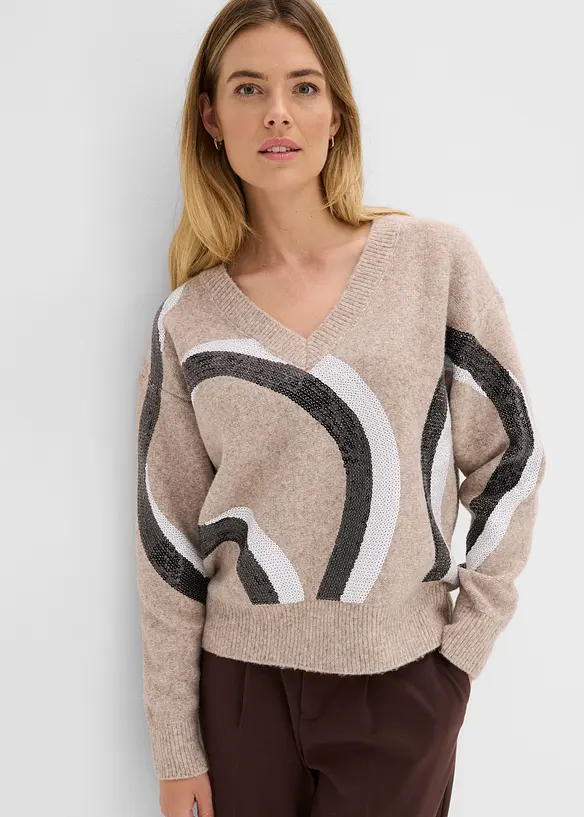 Pullover mit Pailletten-Applikation, bonprix