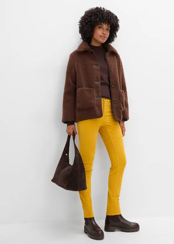 Pantalon &eacute;troit en velours c&ocirc;tel&eacute; de coton extensible, bonprix