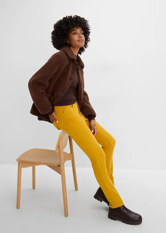 Pantalon &eacute;troit en velours c&ocirc;tel&eacute; de coton extensible, bonprix