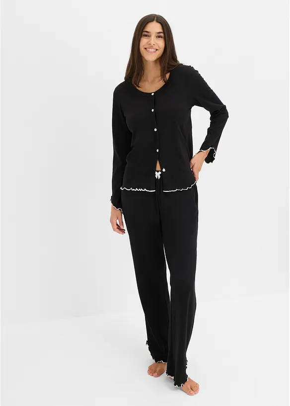 Pyjama aus weicher Baumwolle mit Knopfleiste, bonprix
