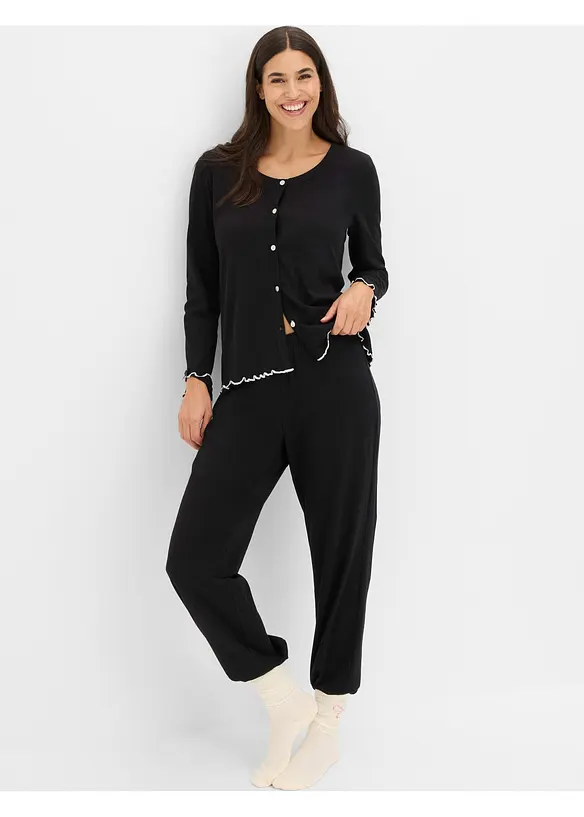 Pyjama aus weicher Baumwolle mit Knopfleiste, bonprix