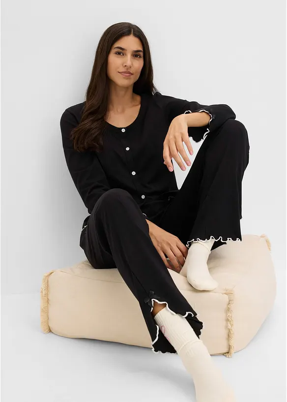 Pyjama aus weicher Baumwolle mit Knopfleiste, bonprix
