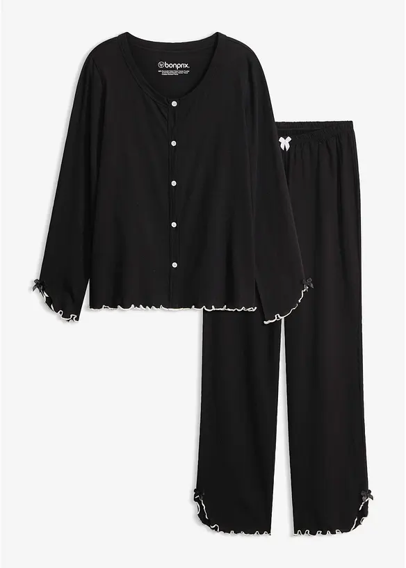 Pyjama aus weicher Baumwolle mit Knopfleiste, bonprix