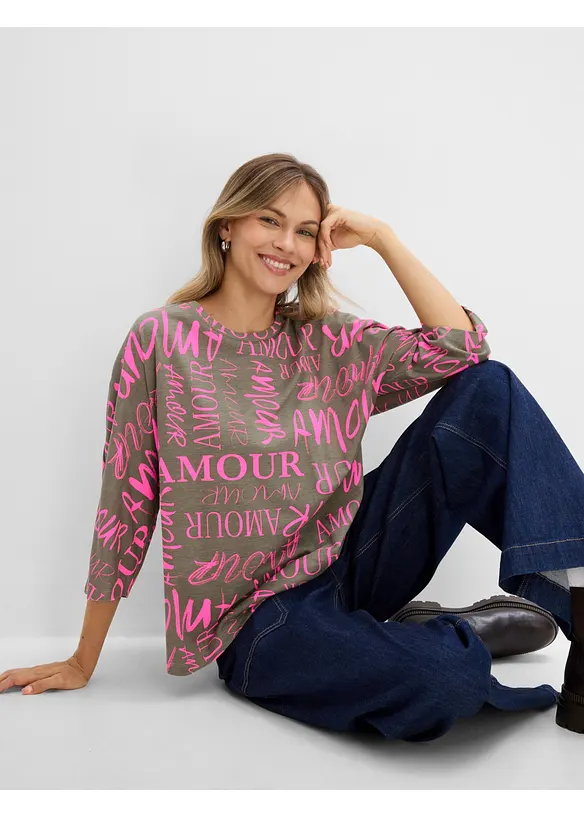 T-shirt oversize en coton et viscose, bonprix