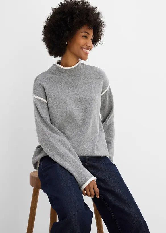 Rollkragenpullover aus Baumwoll-Mix, bonprix