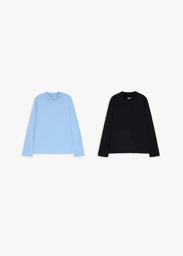 Lot de 2 T-shirts &agrave; col roul&eacute;, bonprix