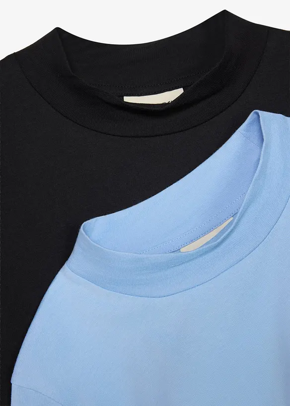 Lot de 2 T-shirts &agrave; col roul&eacute;, bonprix