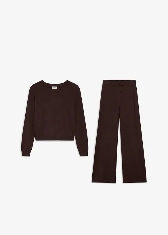 Feinstrickpullover und Strickhose aus softem Viskose Mix (2-tlg.Set), bonprix