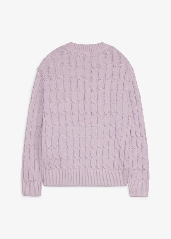 Pull &agrave; motif torsad&eacute; en maille 100% coton, bonprix