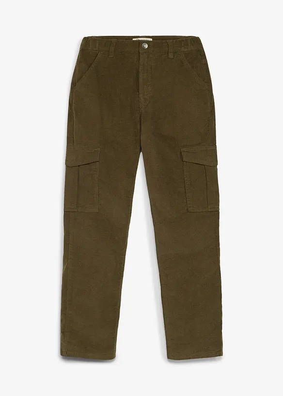 Pantalon cargo Regular Fit en velours c&ocirc;tel&eacute;, doublure chaude en jersey, bonprix